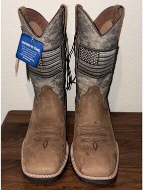Ariat Sport Patriot Western Camo Flag Boots 10023359 Brown Leather Men 9.5 D New